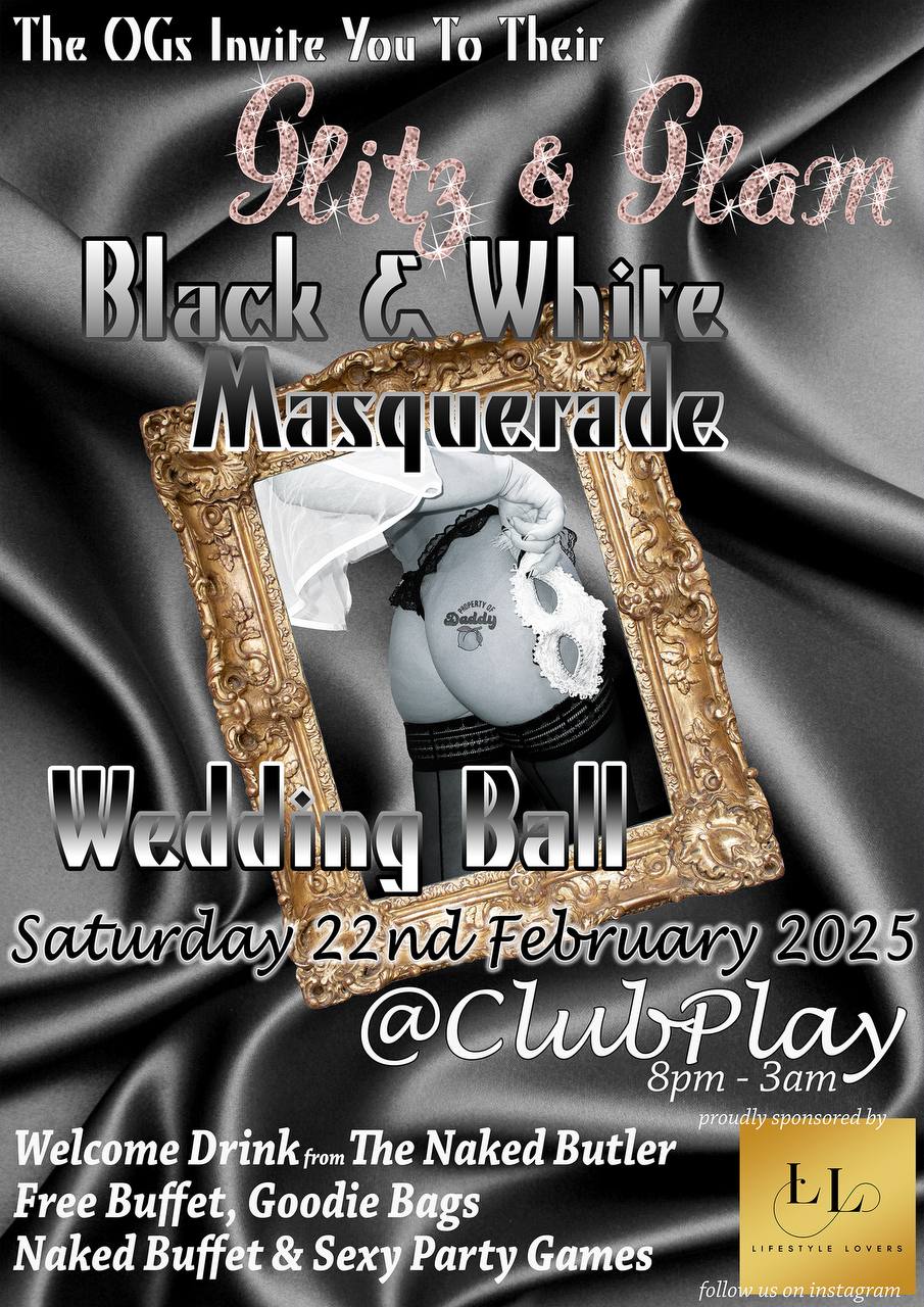 Black&White Glitz n Glam Masquerade Night @ Club Play Sat 22nd Feb !🎭🖤🤍💍