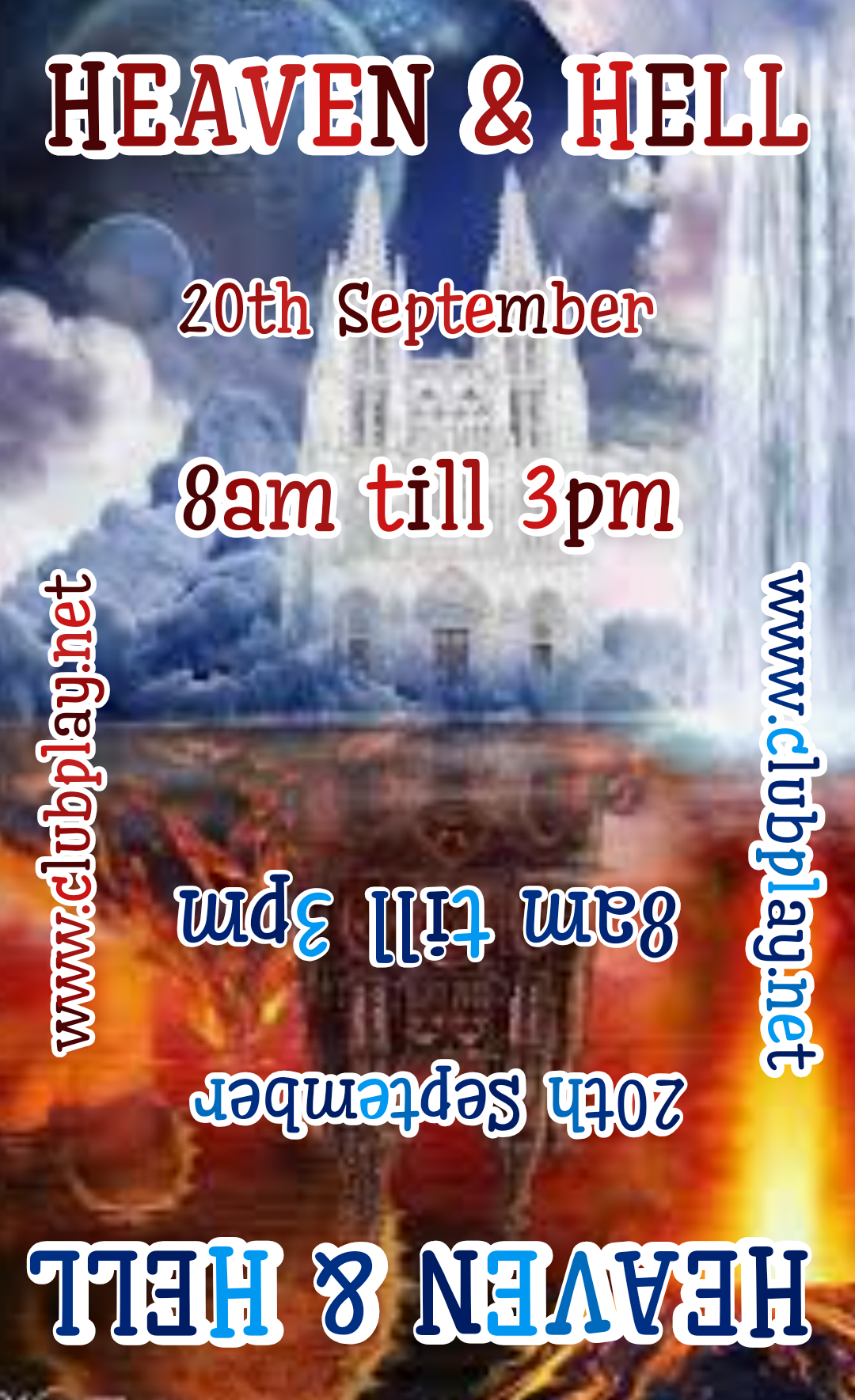 20th September 😇Heaven & Hell🥵 8pm till 3am Hosted by HornyNWcouple