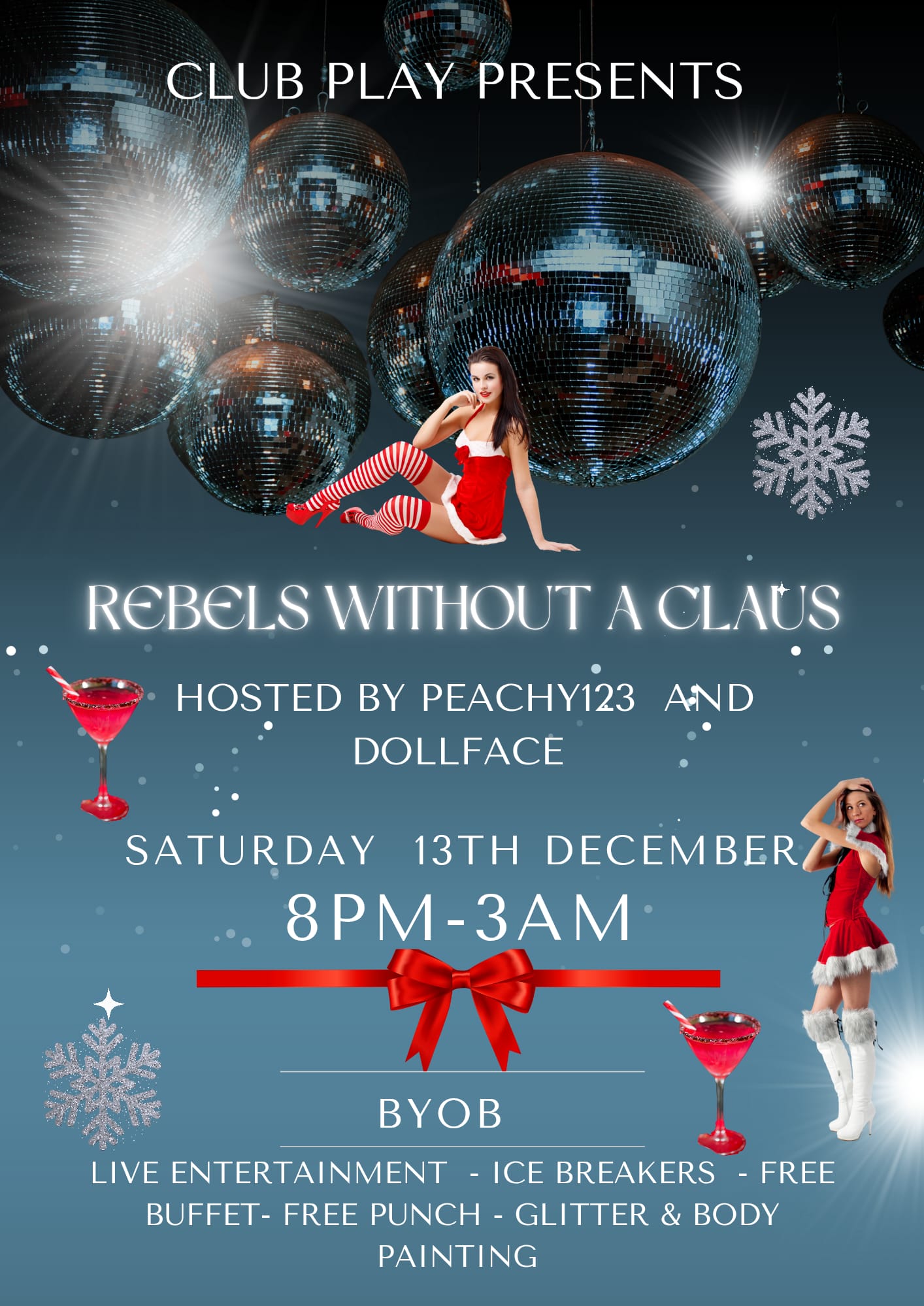 ✨️🎄🪩🎅Club Play Presents Rebels Without A Claus -Saturday 13th December 8pm - 3am ✨️