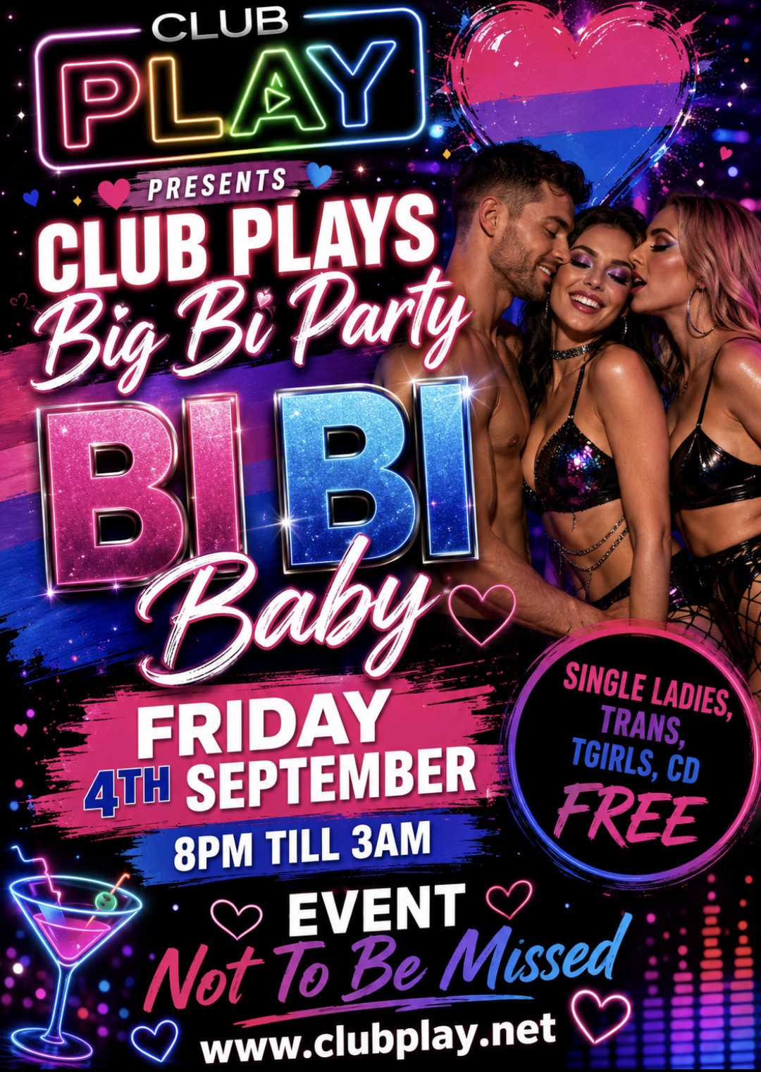 Fri 4th September 💋 BI-BI BABY CLUB PLAY’s BIG BI PARTY 🏳️‍🌈