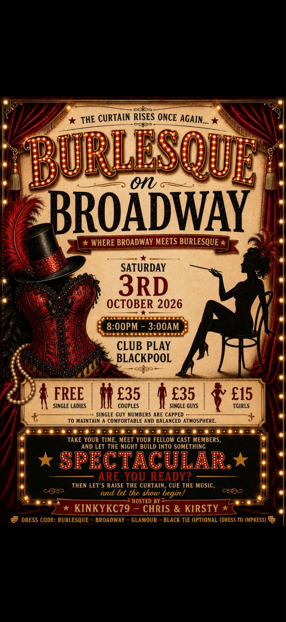 Club play 3rd October Burlesque on Broadway 8pm-3am