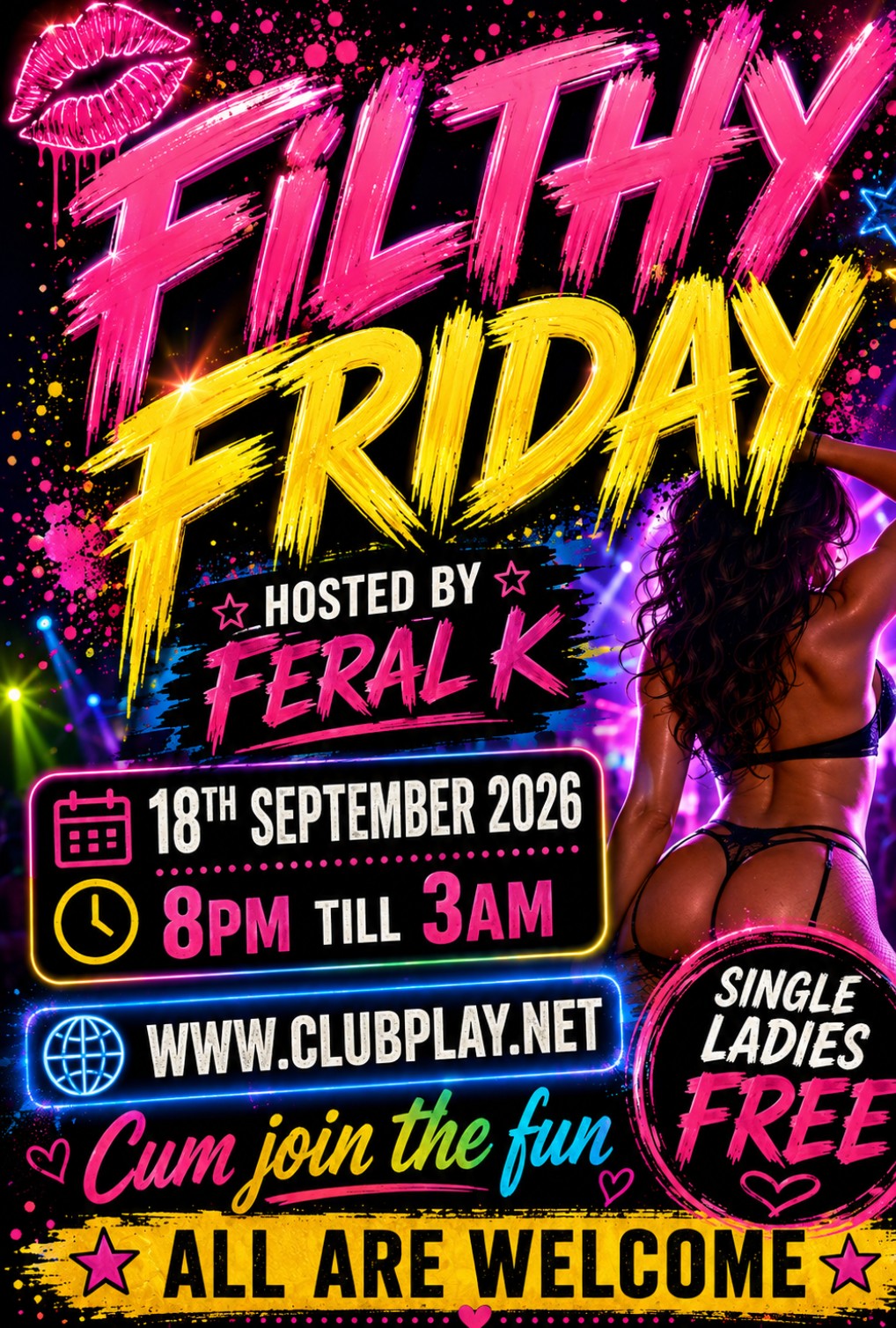 😈😈FILTHY FRIDAY😈😈 @ CLUB PLAY 18th Sept - UNLEASH YOUR WICKED SIDE 😍😍