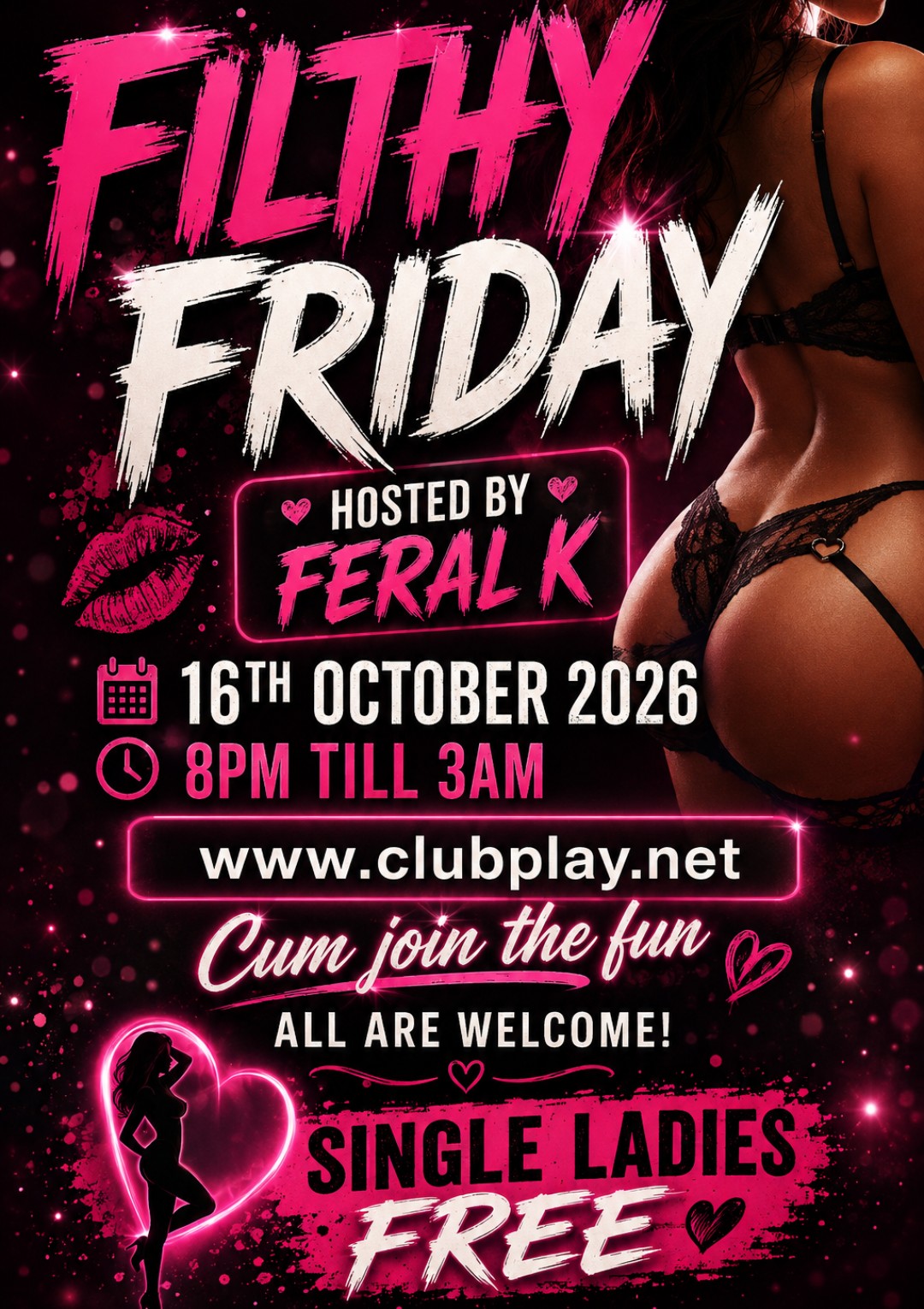 😈😈FILTHY FRIDAY😈😈 @ CLUB PLAY 16TH OCTOBER – UNLEASH YOUR WICKED SIDE 😍😍