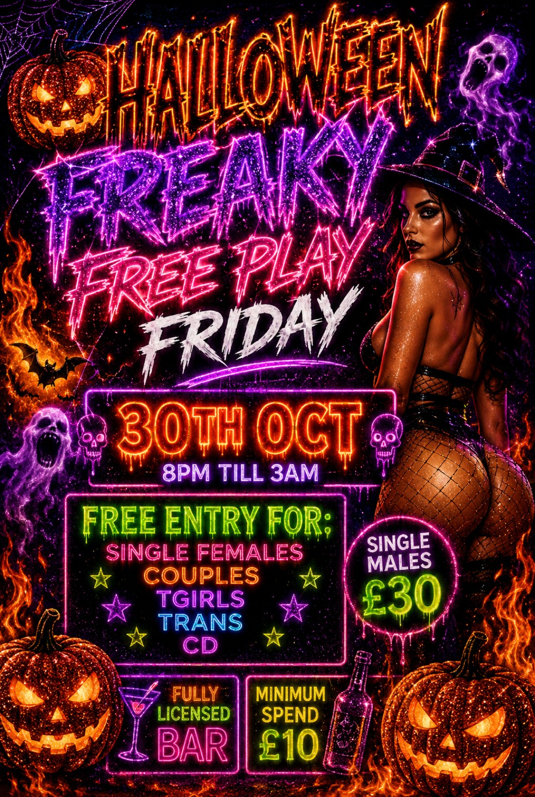 CLUB PLAY🎃🎃🎃 HALLOWEEN 🎃🎃🎃FREAKY FREEPLAY FRI 30TH OCT FREE ENTRY COUPLES LADIES TGIRLS FULL LICENSED BAR🎃🎃🎃